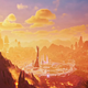 A scenery of a futuristic city.